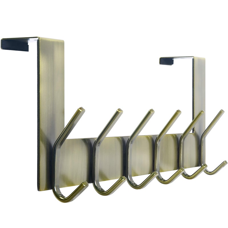 WEBI Over The Door Hooks for Hanging,Over The Door Towel Rack,Over Door Coat Hanger Over Door Coat Rack for Hanging Towels,Hats,Clothes,Behind Back of Bathroom,Bronze - Image 1